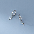 wholesale S925 Sterling Silver Korean Style Ins Geometric Polished Four-Point Star Ear Clasp Elegant Ear Jewelry for Women M05137-0-2