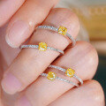 wholesale S925 Sterling Silver Square Yellow Zircon Ring for Women, Simple and Elegant Design, Exquisitely Crafted, Fashionable and Versatile-0-1