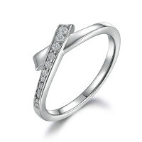 wholesale S925 Sterling Silver Bow Ring Minimalist Amazon Cross-Border New Style Row Ring-Platinum US size 9#