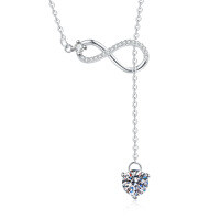 S925 Silver Moissanite 1ct Infinity Flow Pendant Necklace Wholesale-6.5mm high-carbon stone  925 silver