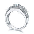 wholesale S925 Sterling Silver Men's Moissanite Ring, Men's Fashion, Unique and Minimalist Diamond Ring, Cross-Border Nordic Bestseller, Dropshipping Available-0-4