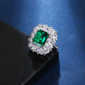 wholesale S925 Sterling Silver Ring Heavy Work Cultivated Cross-Border Live Streaming Factory Emerald Gemstone Inlaid with Zircon-0-3