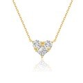 wholesale 14K Gold, Platinum, and Yellow Gold Cultured Diamond Three-Stone Heart Pendant Necklace for Women-0-4