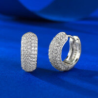 wholesale S925 Sterling Silver Full Diamond Ear Studs, European and American New Style Luxury Full Diamond Ear Clasps, Suitable for AliExpress and Wish Cross-Border-E546 White Diamond 925 Silver