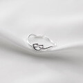 wholesale S925 Sterling Silver Knot Love Heart Ring for Women, Irregular Wave Open Adjustable Ring J9517-0-0