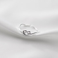 wholesale S925 Sterling Silver Knot Love Heart Ring for Women, Irregular Wave Open Adjustable Ring J9517-S925 silver one piece Adjustable opening