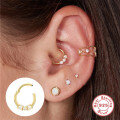 wholesale S925 Sterling Silver Triple Opal and Diamond-Studded Cartilage Piercing Earrings for Women-0-2