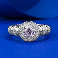 wholesale S925 Silver 50mm Round Pink Diamond Firework Cut Ring, Whitening Effect European and American Cross-Border Style-R1034 Pink Diamond No. 8