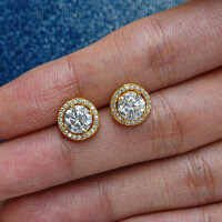 S925 Sterling Silver Moissanite Stud Earrings, Luxury Classic Design, Cross-Border Wholesale.-1ct (set with zircon)  925 silver