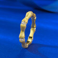 wholesale Metal: S925 Silver Gold Plated Moojing Jewelry Bamboo Ring, Handcrafted with a Delicate Brushed Finish, Symbolizing Peace and Safety, Exudes Sophistication for Everyday Versatility-0-5