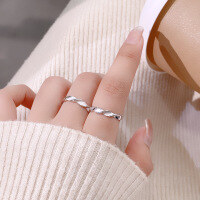 wholesale S925 Sterling Silver Mobius Loop Couple Rings, High-End Korean Style Minimalist Openable Band-Mobius Couple Ring/approx. 3.47g&gt;PR003659