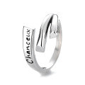 wholesale S925 Silver Vintage Distressed Creative Multi-Line English Letter Trendy Unisex Open Ring-0-4