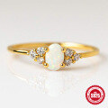 wholesale S925 Sterling Silver Opal Ring with Diamond Accents,。-0-0