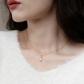 wholesale S925 gold-plated Japanese and Korean light luxury synthetic opal pendant necklace for women, French retro small luxury style wholesale-0-1