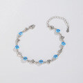 wholesale 925 Sterling Silver Ocean Heart Bracelet for Women, Pure Silver Love White and Blue Zircon Bead Bracelet, Small Batch Designed Hand Accessory-0-1