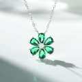 Sterling Silver Necklace with Flower Pendant and Zircon Chain-0-0