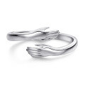 wholesale S925 Sterling Silver Couple's Ring Pair, Embracing Love Open Adjustable Women's Ring, Customizable, Drop Shipping-0-2