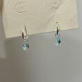 wholesale S925 Sterling Silver Mint Blue Zircon Teardrop Convertible Earrings, Sweet and Fresh Minimalist Cool-toned Earrings for Women-0-1