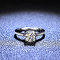 925 Sterling Silver Moissanite Six-Prong Women's Ring Straight Shank Bull Head Jewelry Factory TikTok Live-0-1
