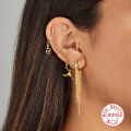 wholesale S925 Sterling Silver Classic Hoop Earrings with Tassel Chain, Versatile Fashion Ear Cuffs,INS-0-1