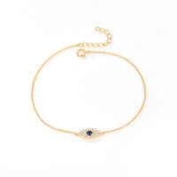 wholesale 925 Sterling Silver Evil Eye Bracelet Light Luxury High-End Inlaid Blue Zircon Chain Cross-Border Europe, America, and Middle East Jewelry-Style 1-Gold 925 Silver