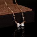 Sterling Silver 1ct Moissanite Bow Pendant Necklace-0-1