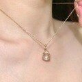 wholesale S925 Sterling Silver Vintage Transparent Wish Pendant Necklace, Minimalist Niche Design, Artistic Collarbone Chain-0-0