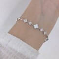 wholesale S925 Sterling Silver White Shell Clover Bracelet for Women, Small Niche Design, Exquisite and Versatile Wrist Accessory, Light Luxury Jewelry Wholesale-0-2