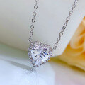 wholesale S925 Silver New 2-Carat Heart Necklace Pendant Women's High Carbon Diamond PendantIns Style-0-2