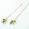 wholesale Gold-plated 925 Silver with Light Luxury Nano Green Zircon Leaf and Olive Branch Colorful Zircon Earrings for Women, Versatile Wholesale-0-2