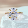 wholesale S925 Silver Gold-Plated Oval 8*12 Radiant Cut Simulated Diamond Ring European and American Bestseller-0-0