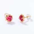 wholesale S925 Silver Japanese Light Luxury Red Corundum Small Sun Earrings for Women, Vintage Geometric Floral Wholesale Ear Accessories-0-3