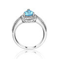 wholesale S925 Sterling Silver Ring for Men and Women, European and American Internet Celebrity High-End Jewelry, Blue Gemstone Topaz Ring, No Fading-0-3