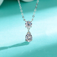18K Gold Plated 925 Sterling Silver Pear Moissanite Earrings Wholesale-0.5ct + 1ct platinum gold