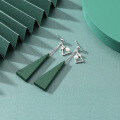 wholesale S925 silver Korean-style small fresh green triangle earrings sweet wooden ear accessories wholesale-0-0