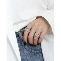 wholesale S925 sterling silver 0019 Korean version ins niche design minimalist wide band hollow textured open ring for women-0-2
