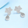 wholesale PT950 gold plated 925 sterling silver earrings for women with moissanite maple leaf drop earrings, factory wholesale in stock-0-1