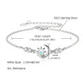 Sterling Silver Bracelet with Round Emerald-Like Gemstone, Vintage Style Clearance with Free Shipping-0-17