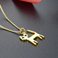 wholesale S925 Silver Gold Plated Minimalist Creative Drip Oil Stylish Cat Pendant Necklace for Women-0-1