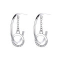 wholesale S925 Sterling Silver C-Hoop Tassel Diamond-Encrusted Circle Earrings, Light Luxury Style, Unique Design, Versatile Ear Accessories-0-4