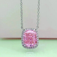 wholesale 925 Silver Geometric Minimalist Pendant Necklace with New Purple High Carbon Diamond, 40+3-Green 925 Silver