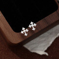 wholesale 999 Sterling Silver Cross Stud Earrings for women-0-1