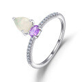 wholesale S925 Sterling Silver New European and American Fashion Natural Gemstone Opal Ring for Women, Cross-Border Simple and Elegant-0-4