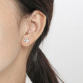 wholesale S925 Sterling Silver Small Minimalist Design Asymmetric Flower Zircon Maple Leaf Ear Studs for Women-0-2