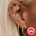 wholesale S925 Sterling Silver Geometric Tassel Earrings with Diamond and Bead Charms-0-1