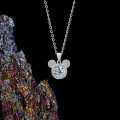 S925 Sterling Silver Mickey Mouse Pendant Necklace with Moissanite, Minimalist Design-0-1