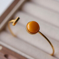 wholesale S925 silver with natural Russian amber and antique beeswax designed bracelet-Beeswax Old Wax Bracelet 925 Silver