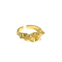 wholesale S925 Sterling Silver Korean Version INS Niche Design Irregular Concave-Convex Surface Textured Open Ring for Women-18K Gold [No. 13/Adjustable] Opening adjustable