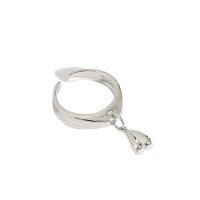 wholesale S925 sterling silver JF340 Korean version ins heart-shaped ring, small and unique design, elegant and versatile with a love pendant-Platinum [No. 13/Adjustable]>Opening adjustable