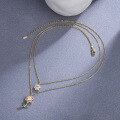 wholesale 925 Sterling Silver Double Layer Sunflower Necklace Summer Design Niche Flower Collarbone Chain New-0-1